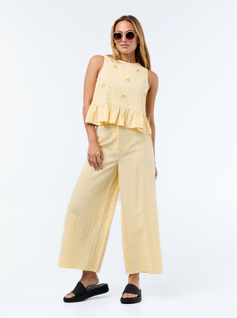 Camicetta senza maniche in maglia goffrata Giallo - Kiabi