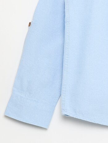 Camicia a collo alla coreana in cotone tinta unita