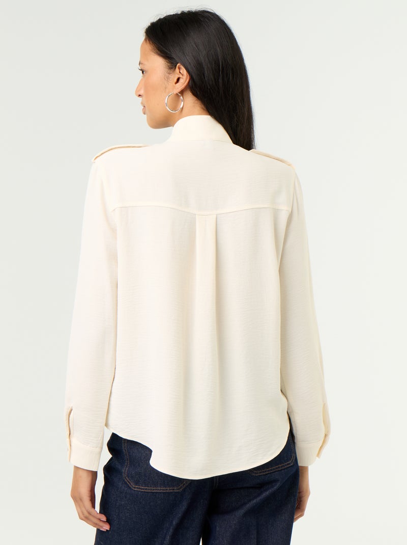 Camicia a collo alto e inserti sulle spalle Bianco - Kiabi