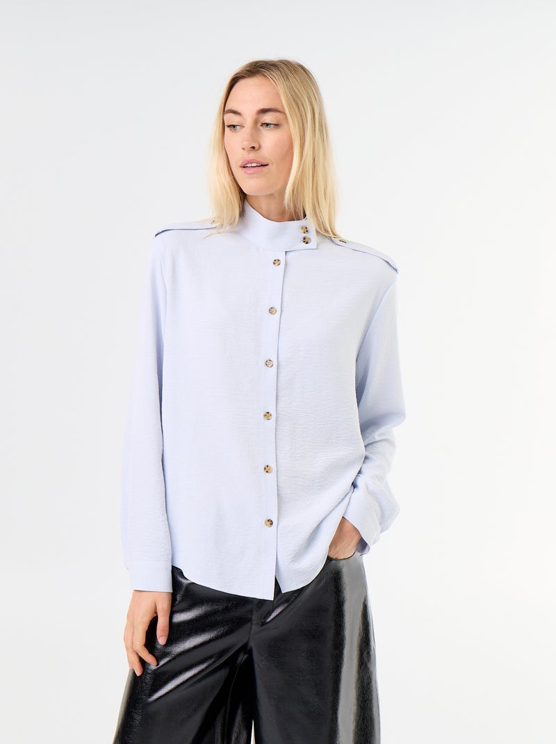 Camicia a collo alto e inserti sulle spalle Blu - Kiabi