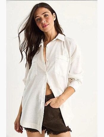 Camicia a fantasia a maniche lunghe con abbottonatura e tasca lucci