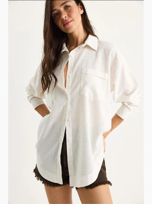 Camicia a fantasia a maniche lunghe con abbottonatura e tasca lucci - Kiabi Camicia a fantasia a maniche lunghe con abbottonatura e tasca lucci - Kiabi
