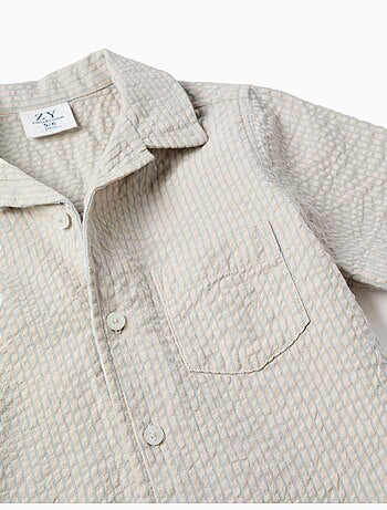 Camicia a manica corta in cotone a righe