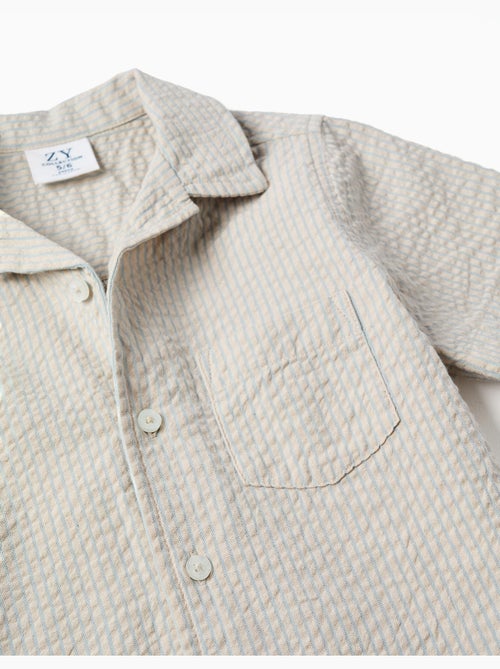 Camicia a manica corta in cotone a righe - Kiabi