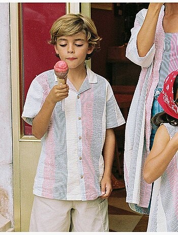 Camicia a manica corta in cotone a righe You&Me