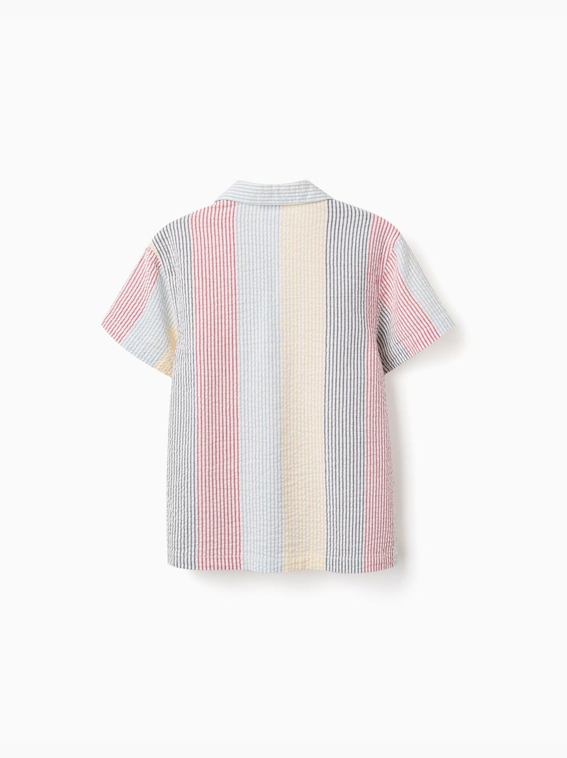 Camicia a manica corta in cotone a righe You&Me Rosso - Kiabi