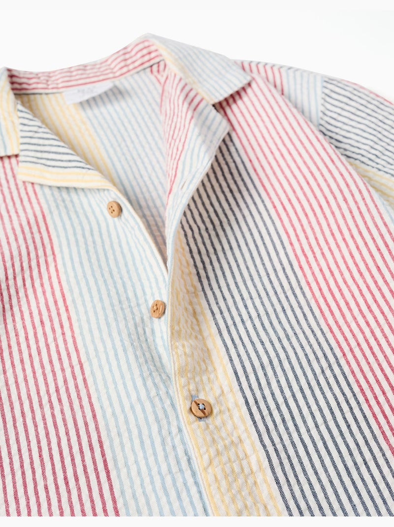 Camicia a manica corta in cotone a righe You&Me Rosso - Kiabi