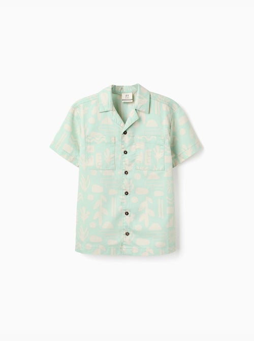 Camicia a manica corta in cotone con motivo da spiaggia - Kiabi