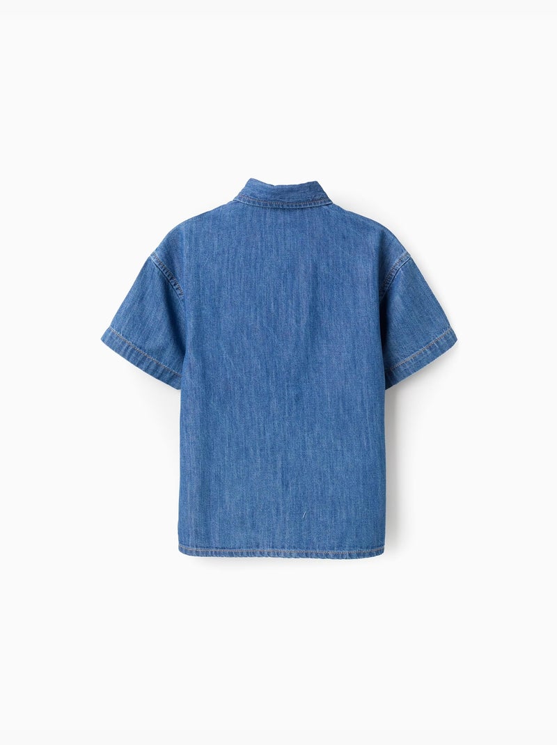 Camicia a manica corta in denim con tasca Blu Blu - Kiabi