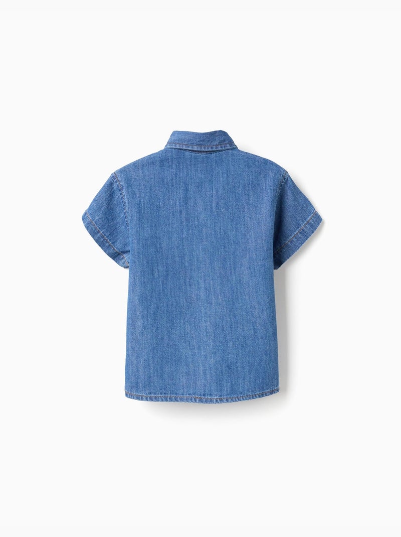 Camicia a manica corta in denim con tasca Blu Blu - Kiabi