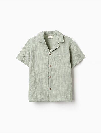 Camicia a manica corta in doppia garza di cotone
