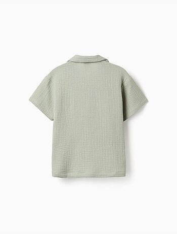 Camicia a manica corta in doppia garza di cotone