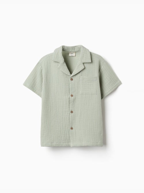 Camicia a manica corta in doppia garza di cotone - Kiabi Camicia a manica corta in doppia garza di cotone - Kiabi