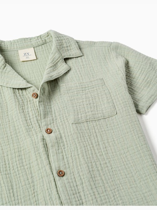Camicia a manica corta in doppia garza di cotone - Kiabi Camicia a manica corta in doppia garza di cotone - Kiabi
