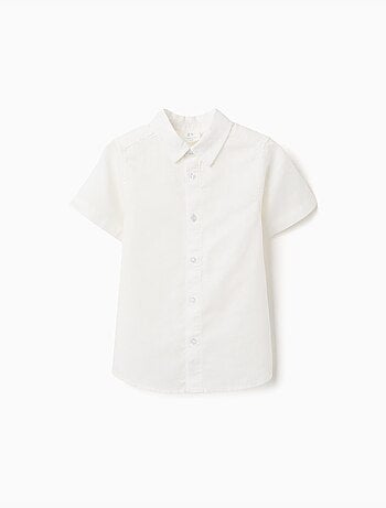 Camicia a manica corta in lino e cotone