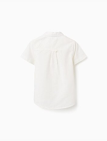 Camicia a manica corta in lino e cotone