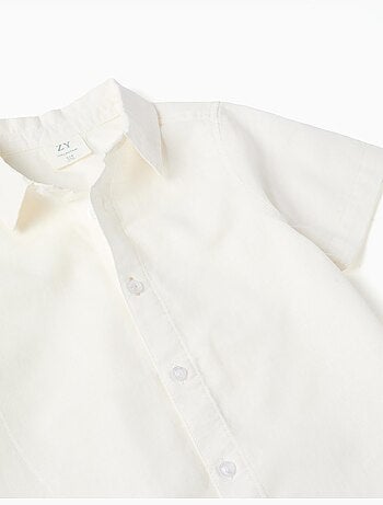 Camicia a manica corta in lino e cotone