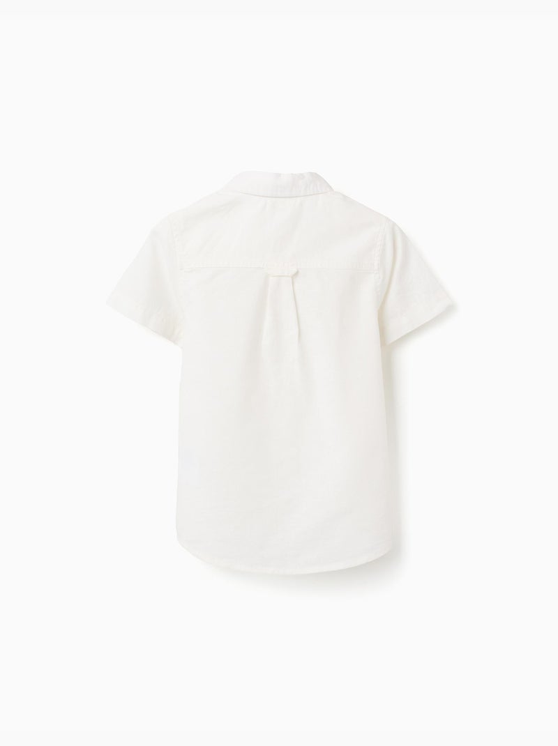 Camicia a manica corta in lino e cotone Bianco - Kiabi