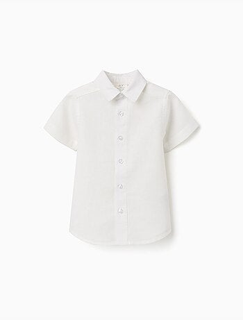 Camicia a manica corta in lino e cotone