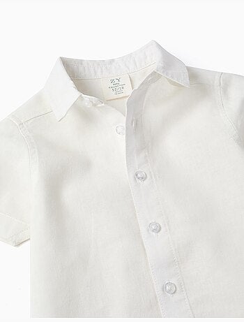 Camicia a manica corta in lino e cotone