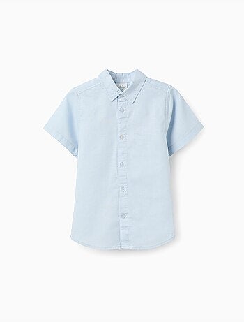 Camicia a manica corta in lino e cotone