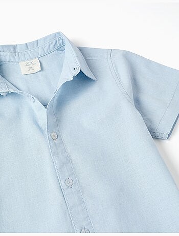 Camicia a manica corta in lino e cotone