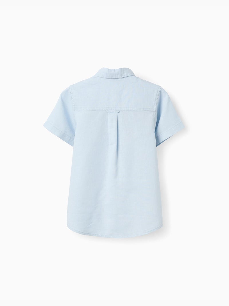 Camicia a manica corta in lino e cotone Blu chiaro - Kiabi