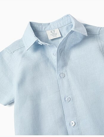 Camicia a manica corta in lino e cotone