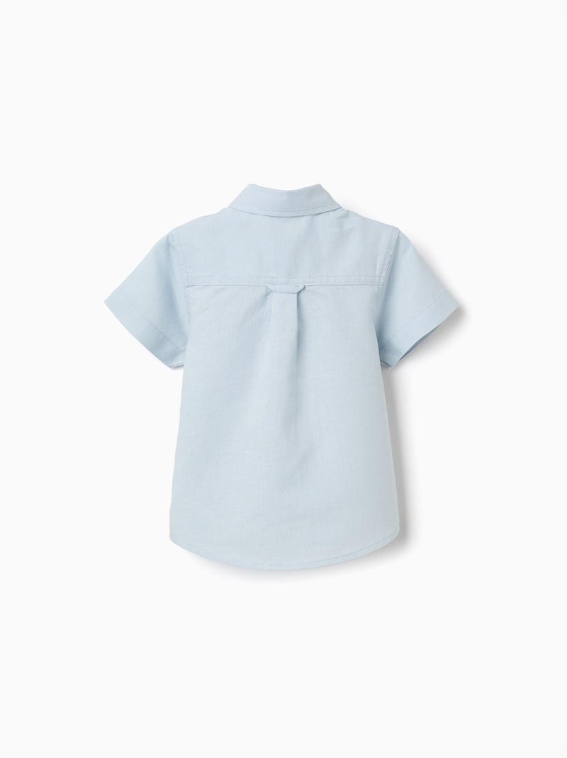 Camicia a manica corta in lino e cotone Blu chiaro - Kiabi