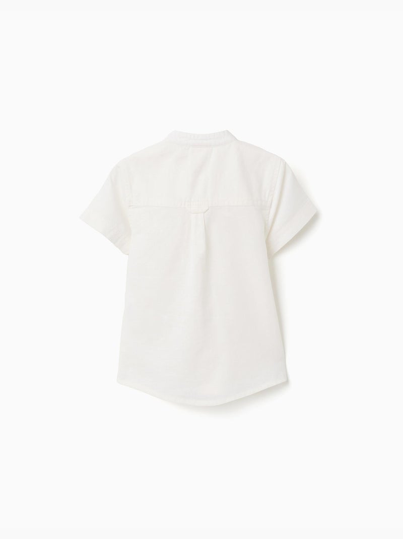 Camicia a manica corta in lino e cotone con tasca Bianco - Kiabi
