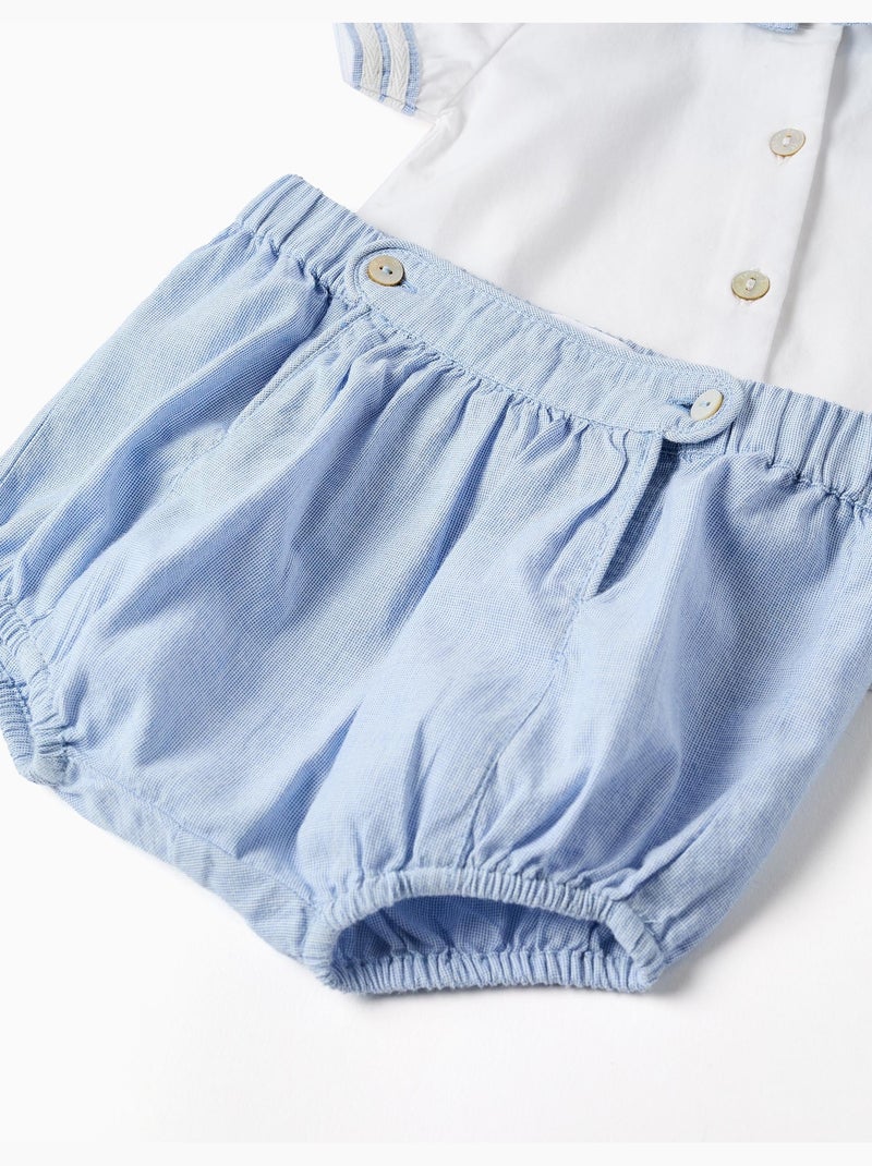 Camicia a manica corta + pantaloncini in cotone Blu chiaro - Kiabi
