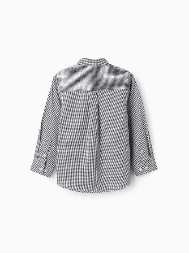 Camicia a manica lunga con motivo a quadretti Blu scuro - Kiabi