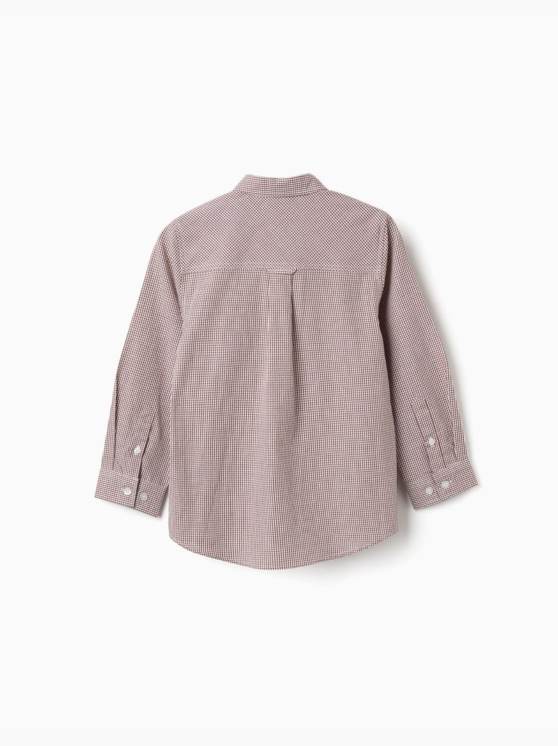 Camicia a manica lunga con motivo a quadretti Marrone - Kiabi