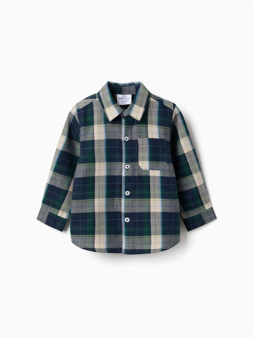Camicia a manica lunga in cotone a quadri b&s - Kiabi