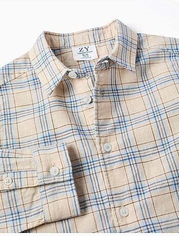 Camicia a manica lunga in cotone a quadri