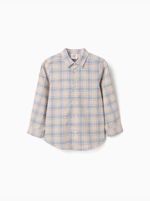 Camicia a manica lunga in cotone a quadri - Kiabi