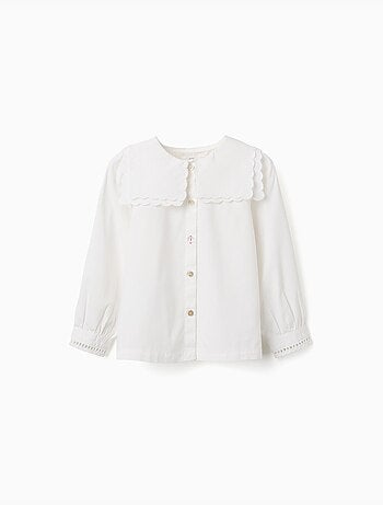 Camicia a manica lunga in cotone con colletto quadrato b&s