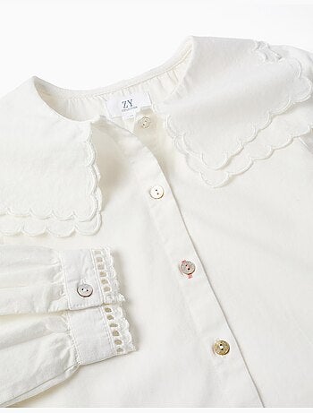 Camicia a manica lunga in cotone con colletto quadrato b&s