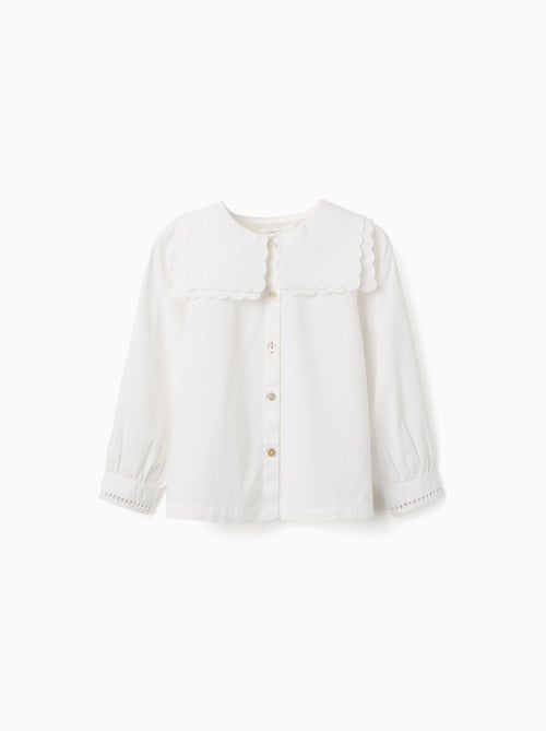 Camicia a manica lunga in cotone con colletto quadrato b&s - Kiabi Camicia a manica lunga in cotone con colletto quadrato b&s - Kiabi