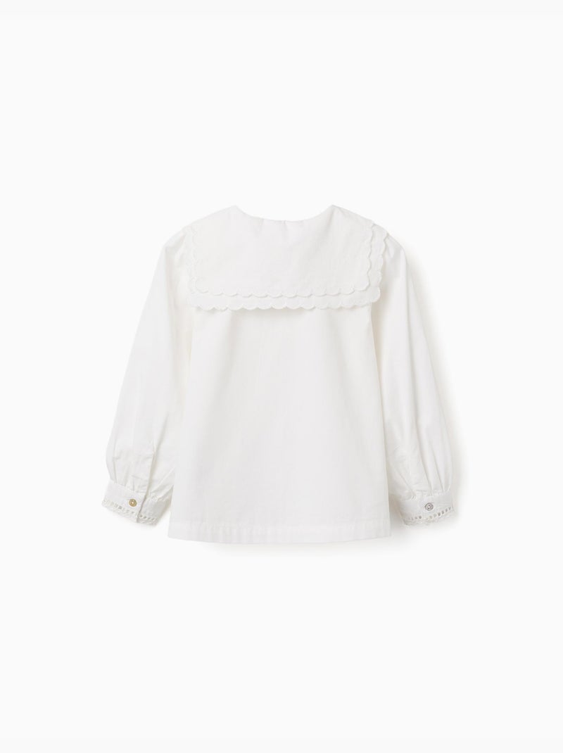 Camicia a manica lunga in cotone con colletto quadrato b&s Bianco - Kiabi