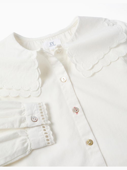 Camicia a manica lunga in cotone con colletto quadrato b&s - Kiabi Camicia a manica lunga in cotone con colletto quadrato b&s - Kiabi