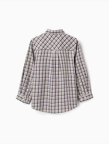 Camicia a manica lunga in cotone con motivo a quadri