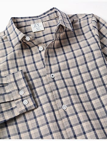 Camicia a manica lunga in cotone con motivo a quadri