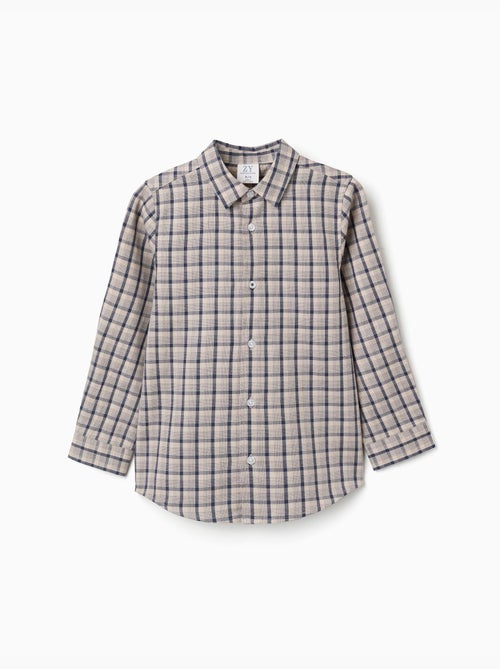 Camicia a manica lunga in cotone con motivo a quadri - Kiabi Camicia a manica lunga in cotone con motivo a quadri - Kiabi
