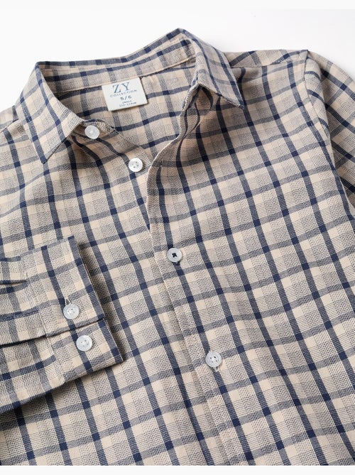 Camicia a manica lunga in cotone con motivo a quadri - Kiabi Camicia a manica lunga in cotone con motivo a quadri - Kiabi