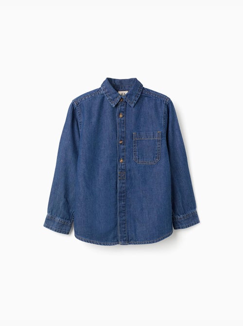 Camicia a manica lunga in denim con tasca sul petto - Kiabi