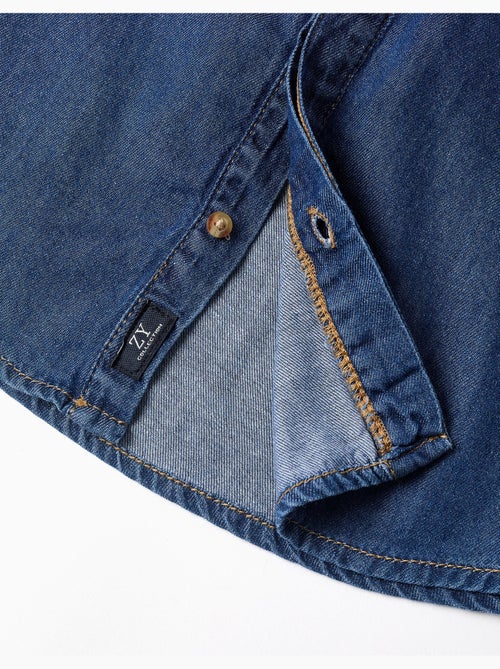 Camicia a manica lunga in denim con tasca sul petto - Kiabi