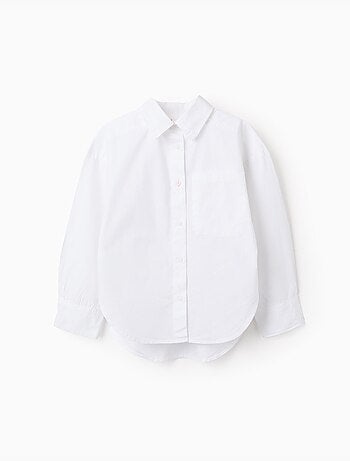 Camicia a manica lunga in popeline con spalle scese
