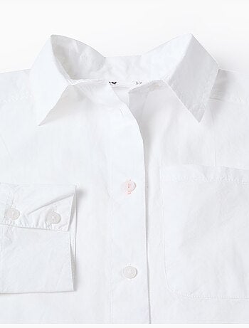 Camicia a manica lunga in popeline con spalle scese