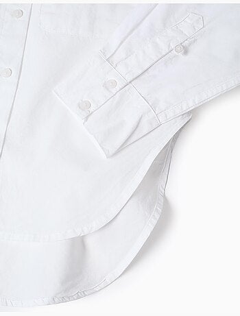 Camicia a manica lunga in popeline con spalle scese